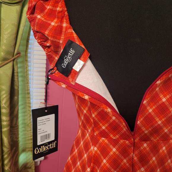 Collectif Red Plaid Dress - Picture 3 of 6